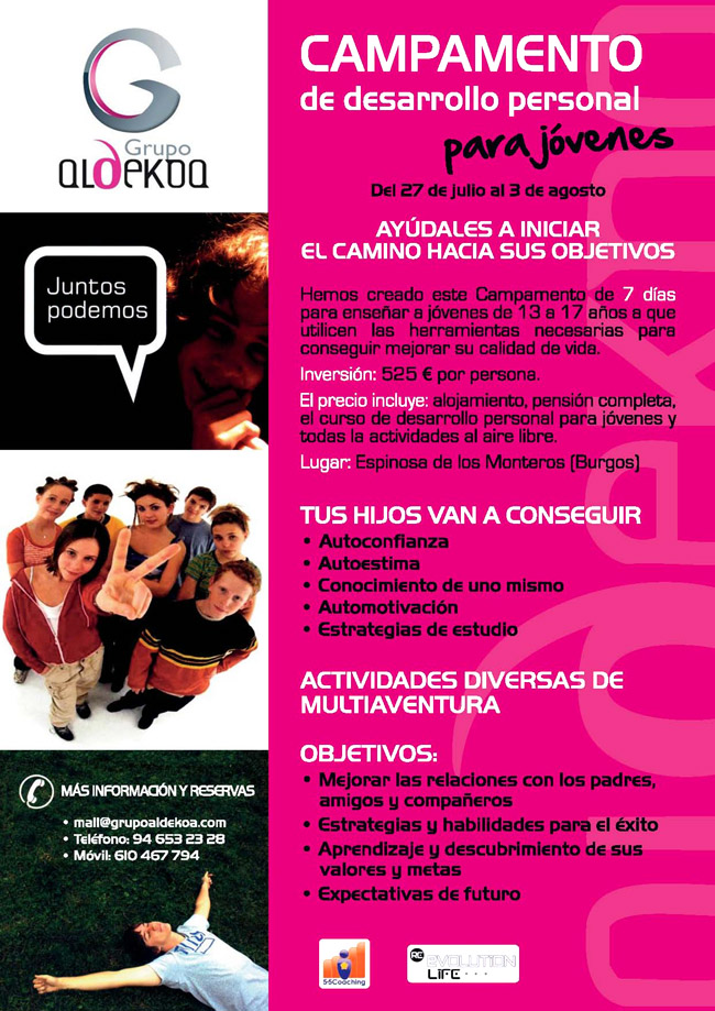Campamento de verano de desarrollo personal para jóvenes